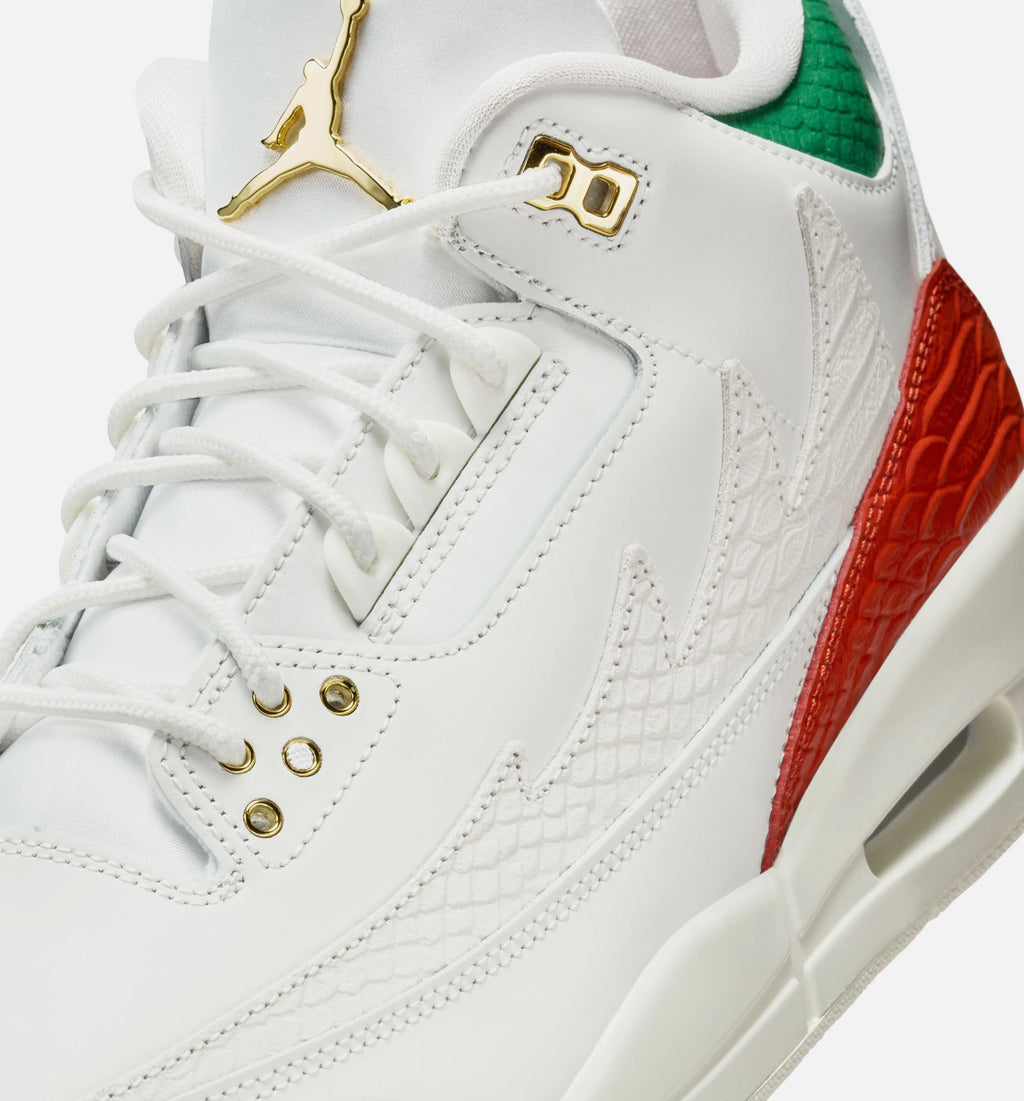 Air Jordan 3 Retro El Vuelo Mens Lifestyle Shoe - Summit WhitePine GreenDragon RedMetallic Gold