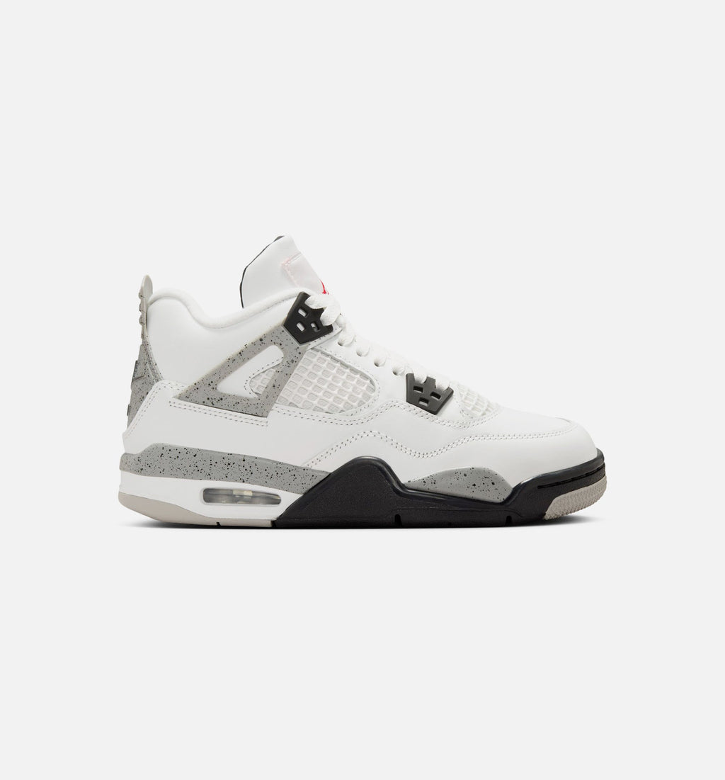 Air Jordan 4 Retro White Cement Grade School Lifestyle Shoe - Summit WhiteFire RedCement GreyBlack
