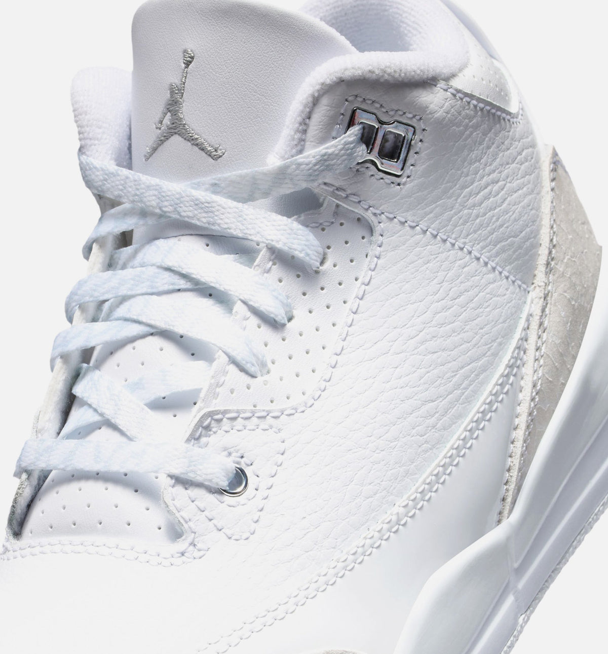 Air Jordan 3 Retro White and Silver Preschool Lifestyle Shoe - WhiteMetallic Silver Free Shipping