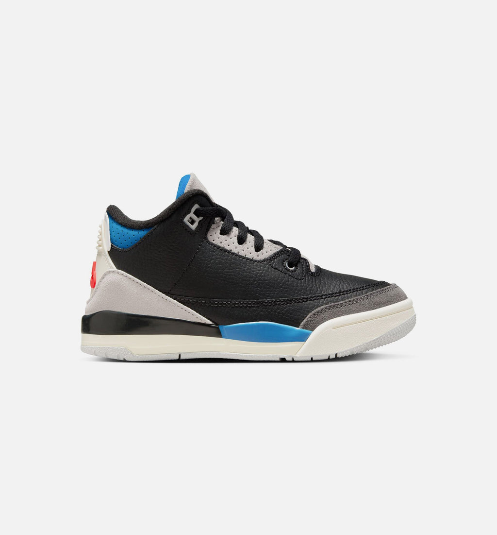 Air Jordan 3 Retro OG Rare Air Preschool Lifestyle Shoe - BlackChile RedNeutral Grey