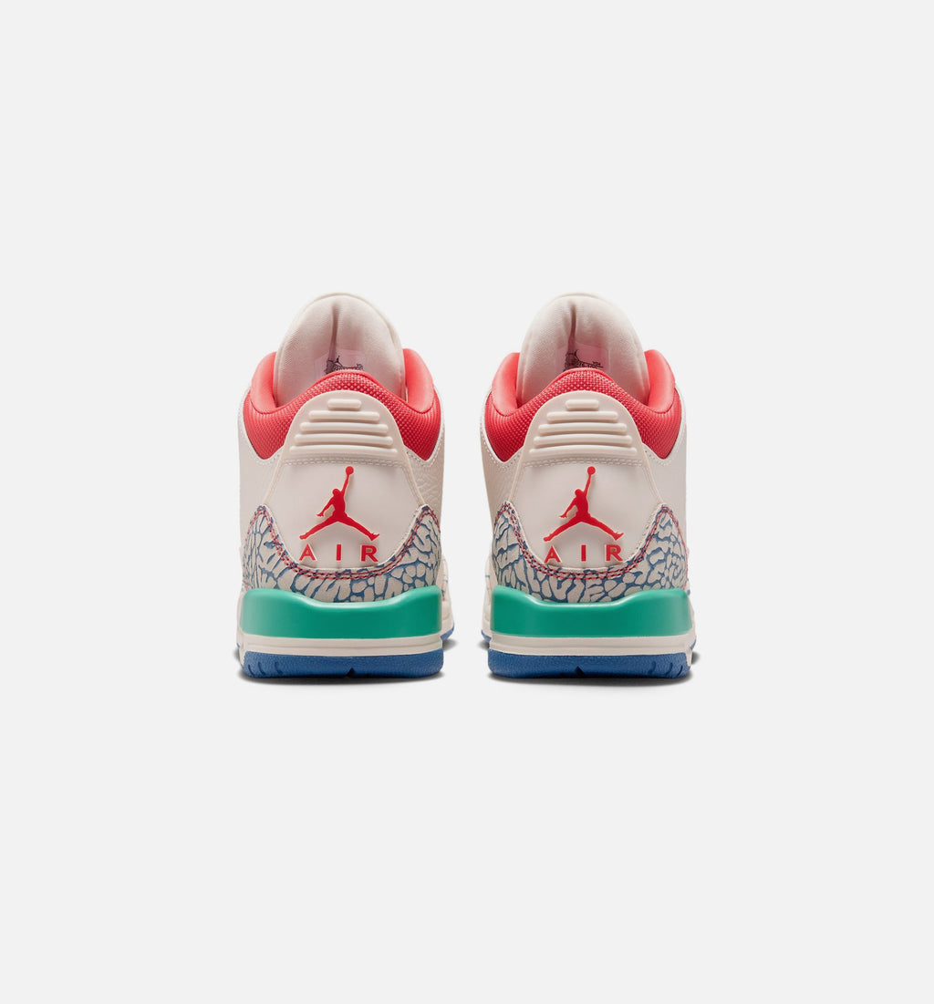 Air Jordan 3 Retro Play Your Way Grade School Lifestyle Shoe - ChalkTrack RedTrue BlueKinetic Green Free Shipping