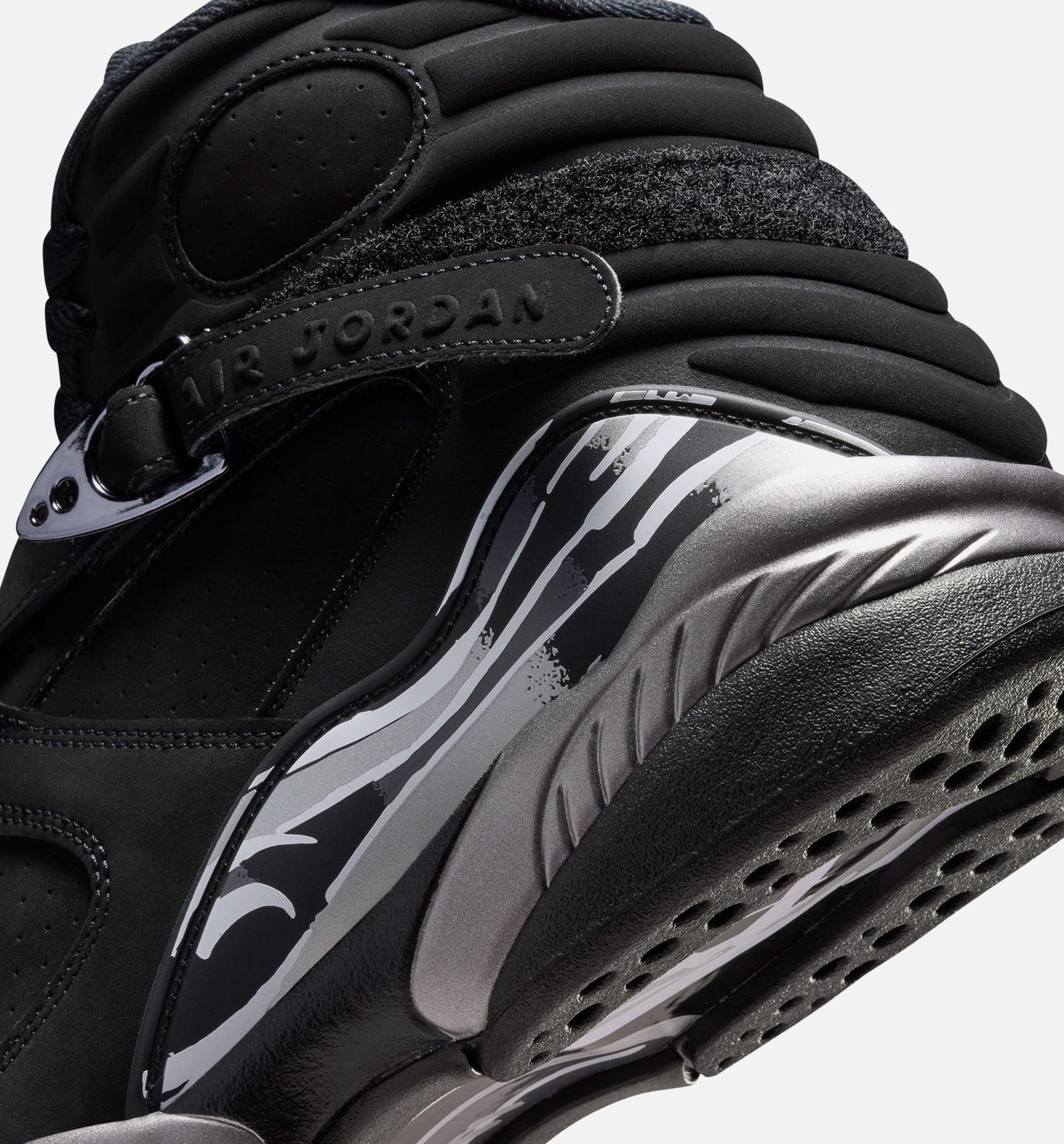 Air Jordan 8 Retro Chrome Black And Light Graphite Mens Lifestyle Shoe - BlackWhiteLight Graphite