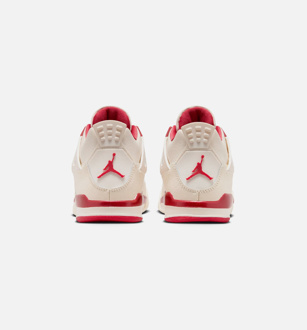 Air Jordan 4 Retro Valentines Day Preschool Lifestyle Shoe - Pale IvorySierra RedTough Red