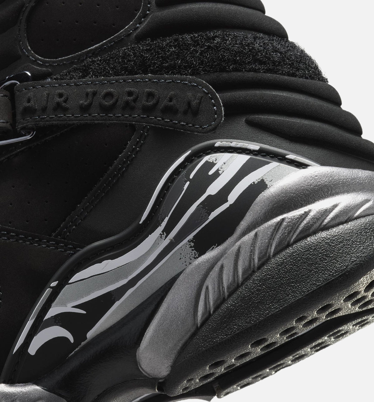 Air Jordan 8 Retro Chrome Black And Light Graphite Grade School Lifestyle Shoe - BlackWhiteLight Graphite