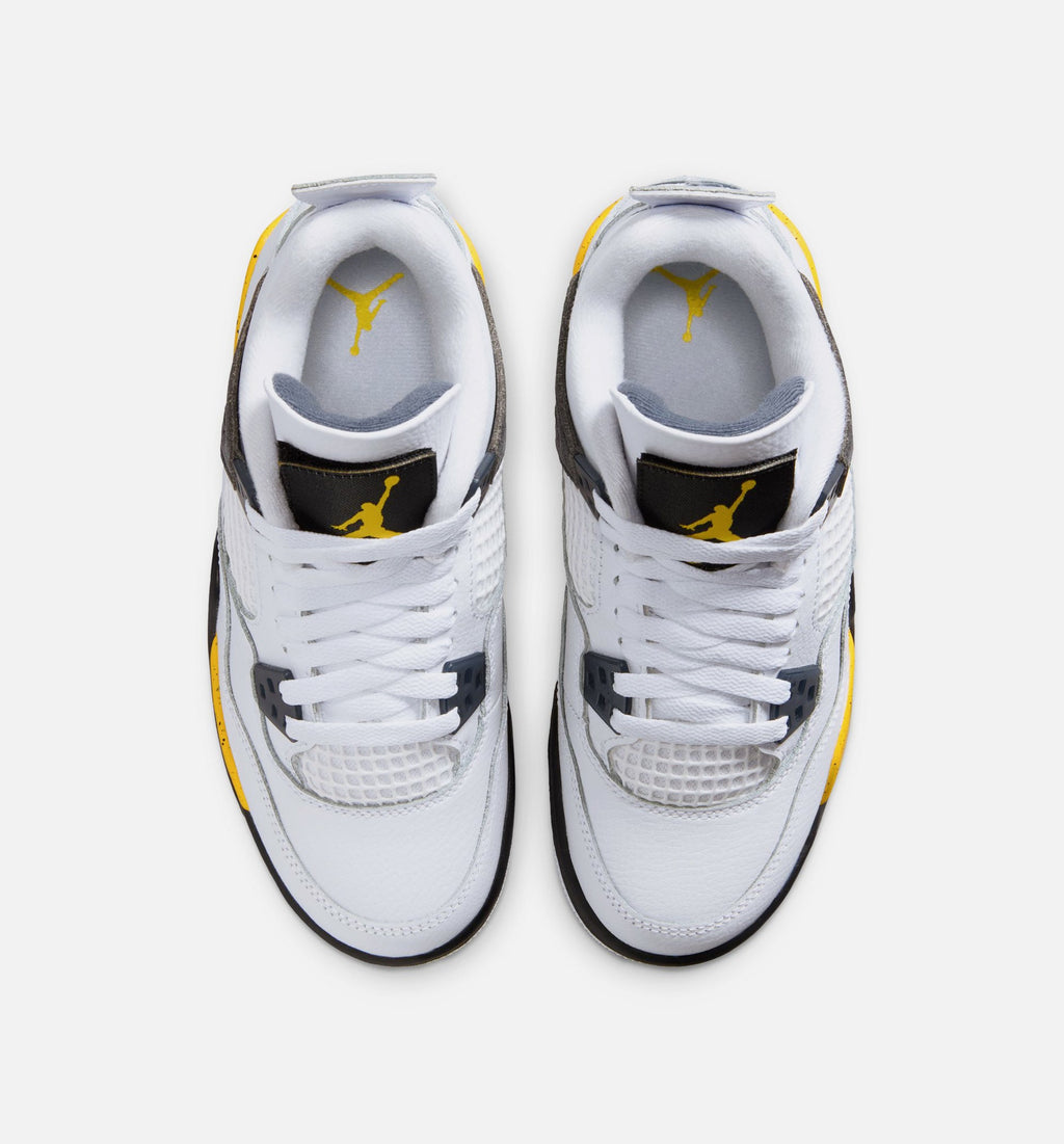 Air Jordan 4 Retro Rare Air Tour Yellow Grade School Lifestyle Shoe - WhiteDark Blue GreyBlackTour Yellow Free Shipping