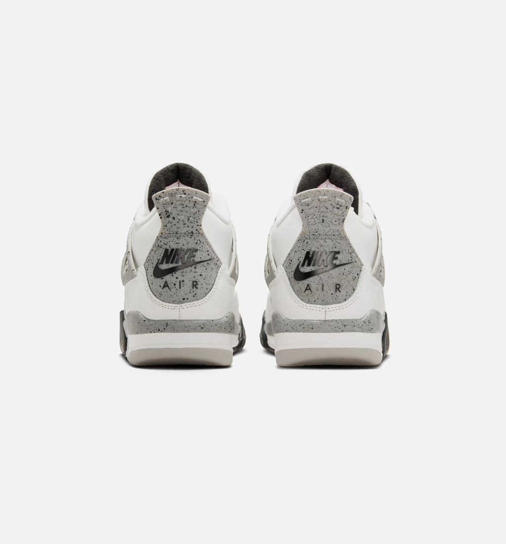 Air Jordan 4 Retro White Cement Grade School Lifestyle Shoe - Summit WhiteFire RedCement GreyBlack