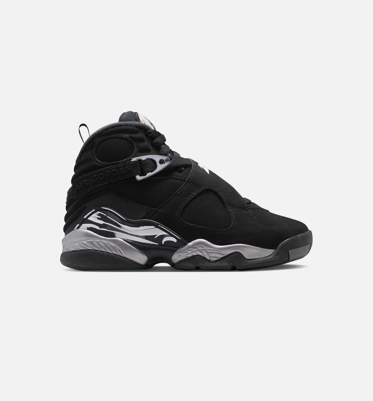 Air Jordan 8 Retro Chrome Black And Light Graphite Grade School Lifestyle Shoe - BlackWhiteLight Graphite
