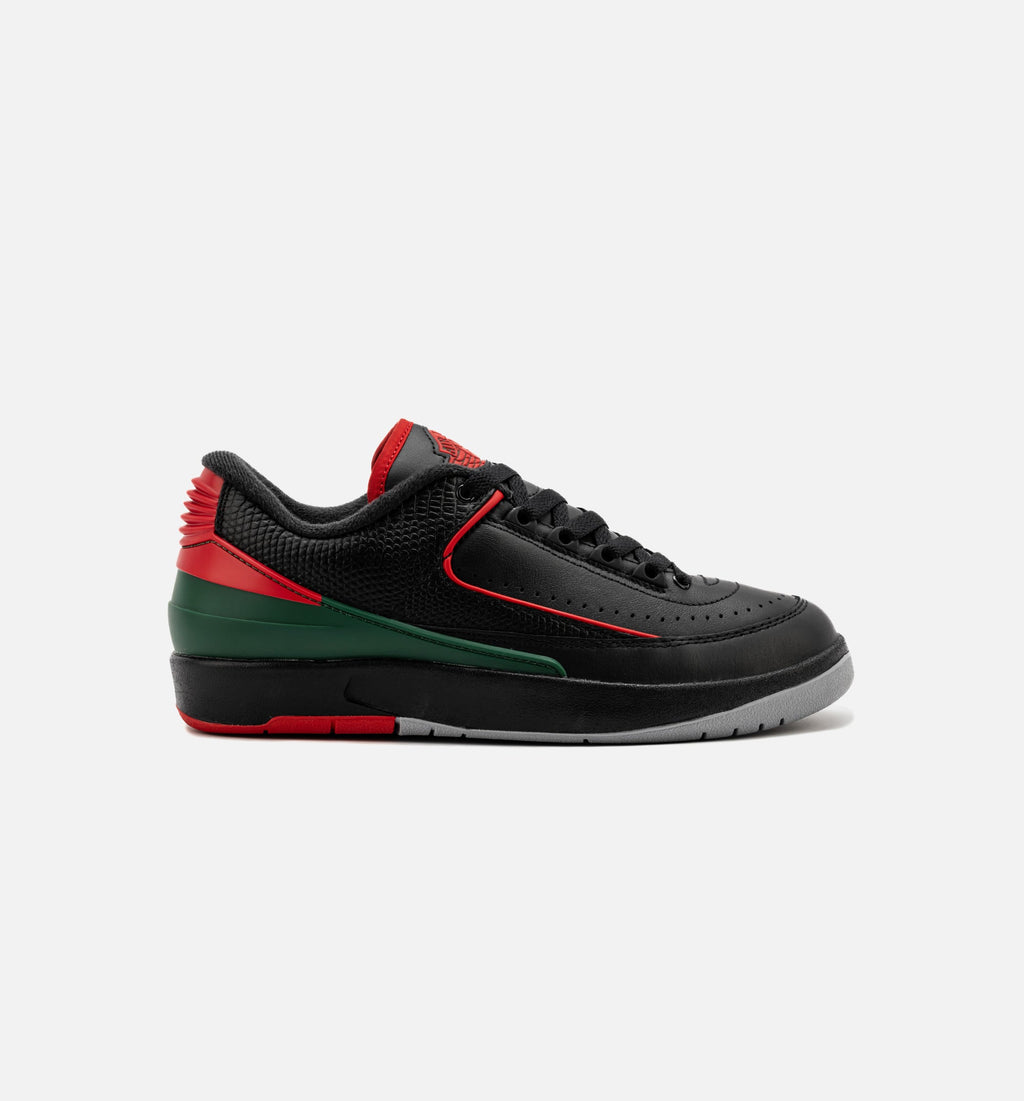 Air Jordan 2 Retro Low Christmas Grade School Lifestyle Shoe - BlackFire RedCement Grey