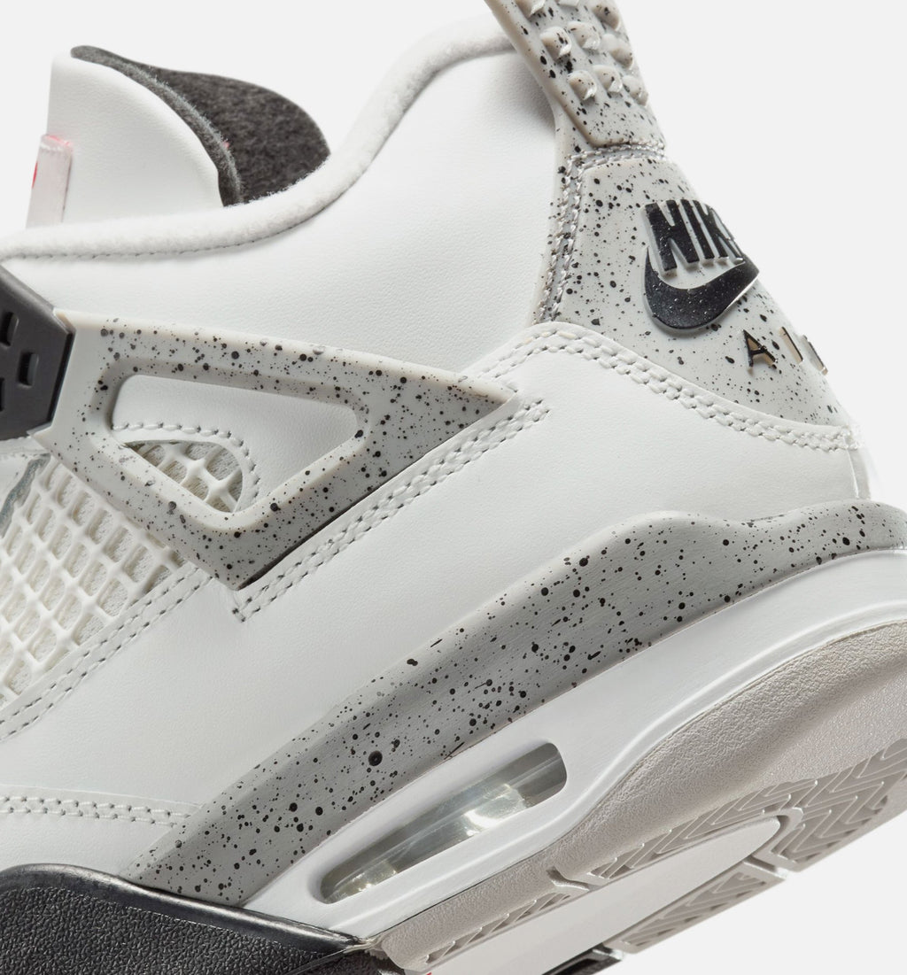 Air Jordan 4 Retro White Cement Grade School Lifestyle Shoe - Summit WhiteFire RedCement GreyBlack