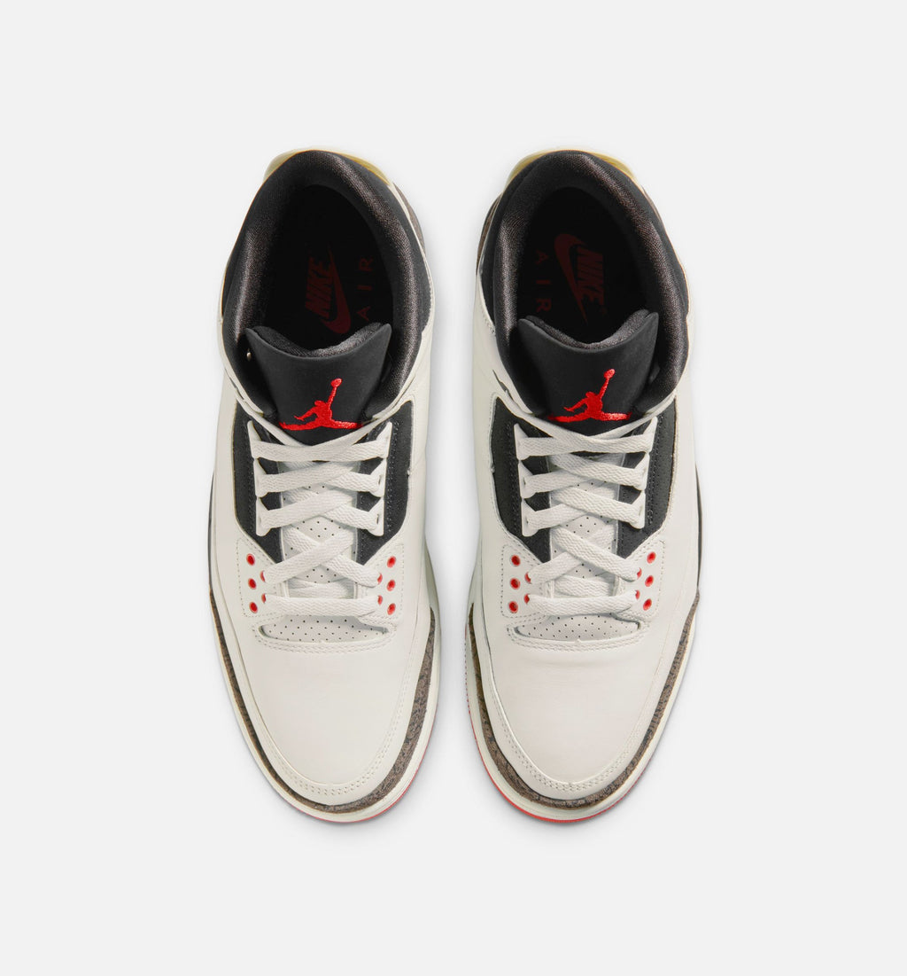 Air Jordan 3 Retro Sail and University Red Mens Lifestyle Shoe - SailBlackUniversity RedPale Ivory