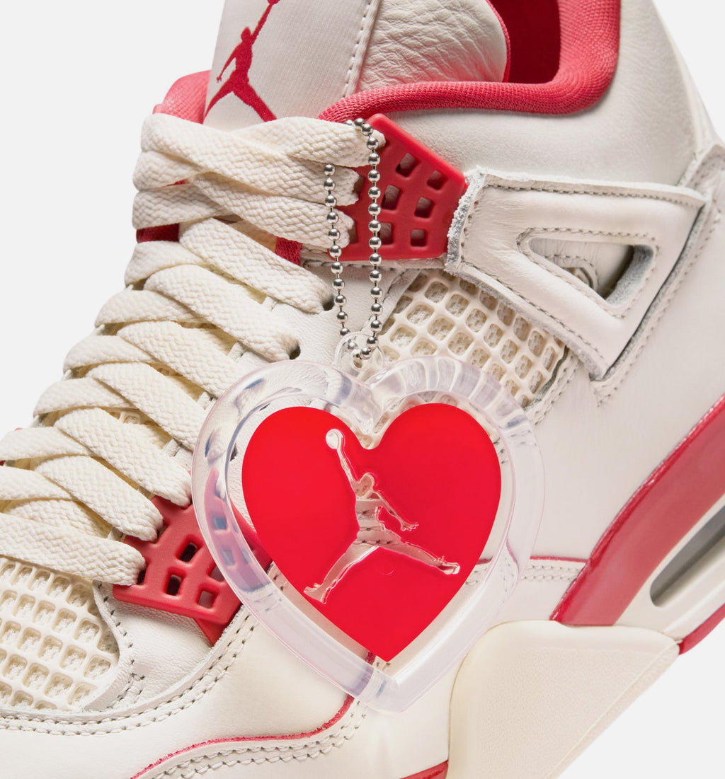 Air Jordan 4 Retro Valentines Day Womens Lifestyle Shoe - Pale IvorySierra RedTough Red