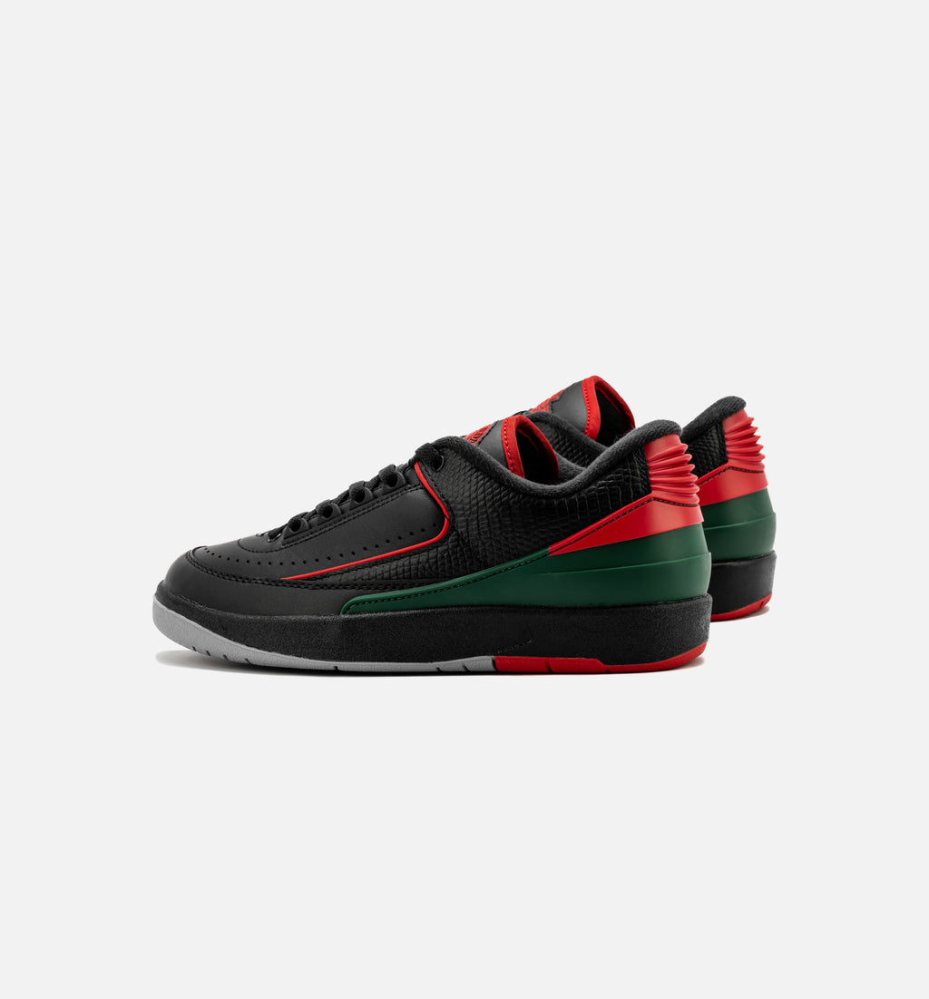 Air Jordan 2 Retro Low Christmas Grade School Lifestyle Shoe - BlackFire RedCement Grey