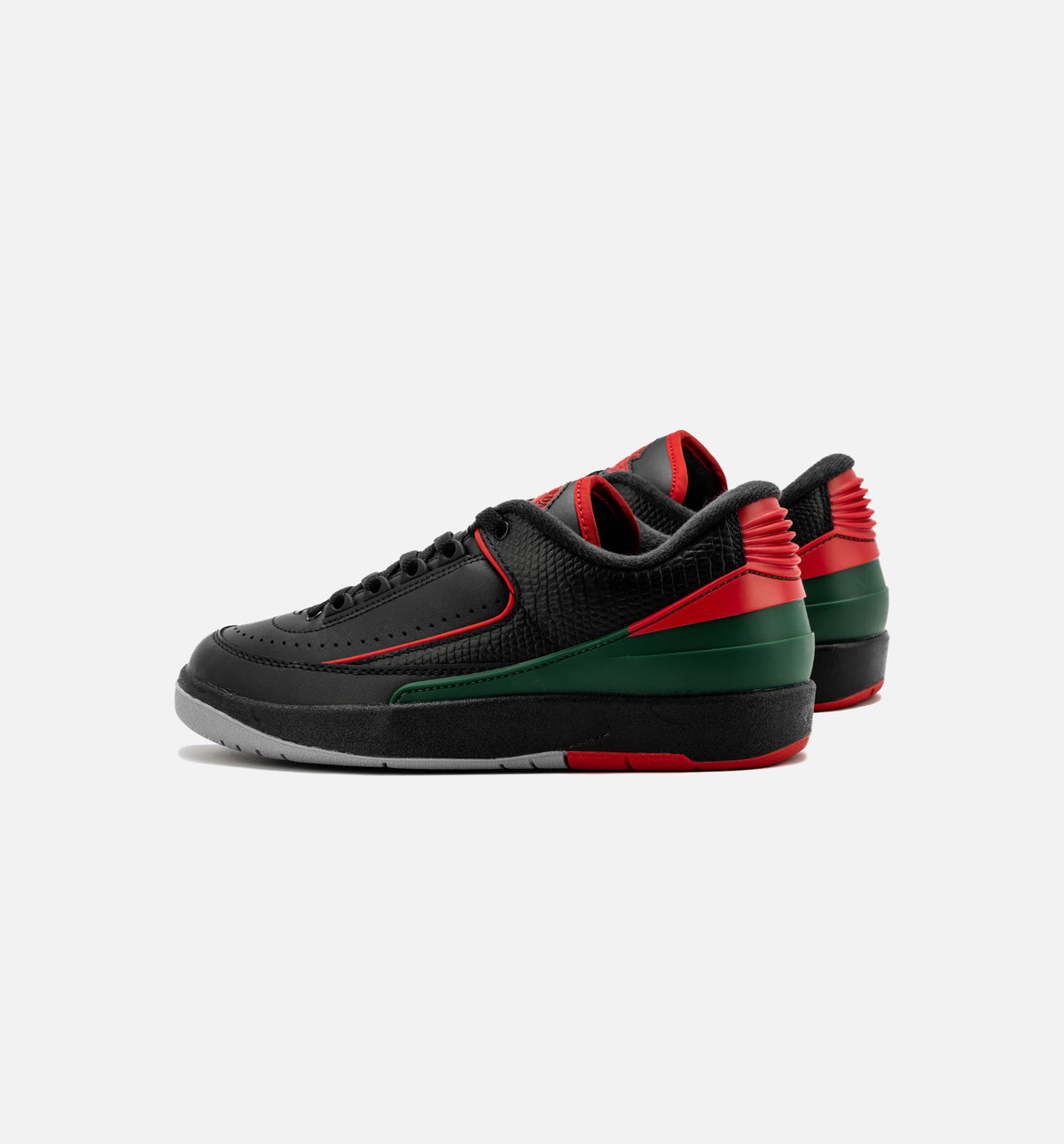 Air Jordan 2 Retro Low Christmas Grade School Lifestyle Shoe - BlackFire RedCement Grey
