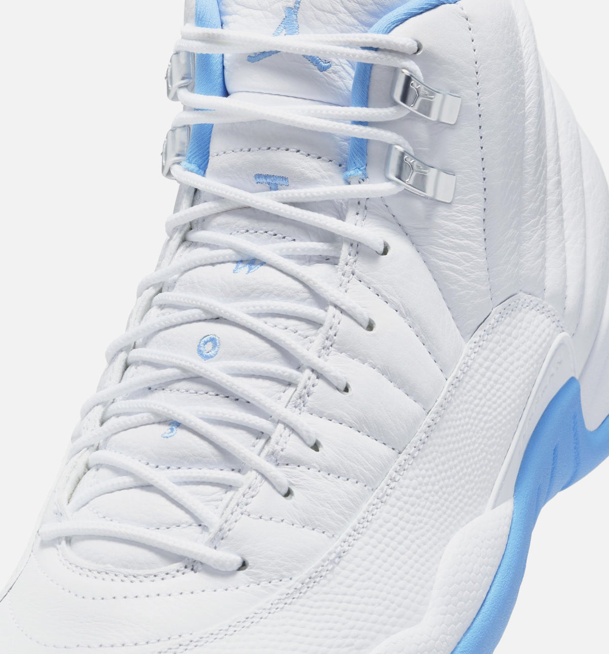 Air Jordan 12 Retro White and University Blue Mens Lifestyle Shoe - WhiteUniversity BlueMetallic Silver