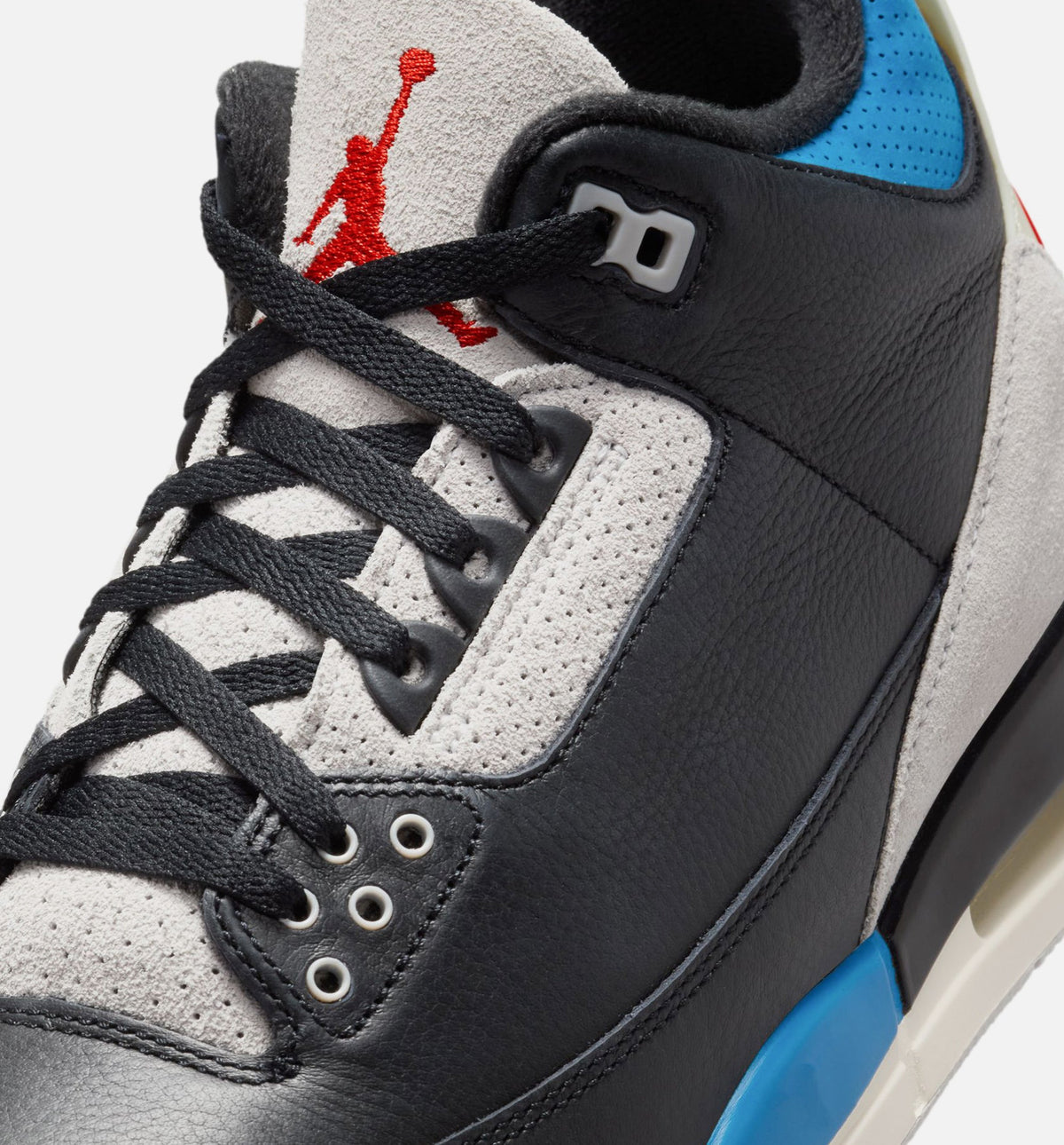 Air Jordan 3 Retro OG Rare Air Mens Lifestyle Shoe - BlackChile RedNeutral Grey