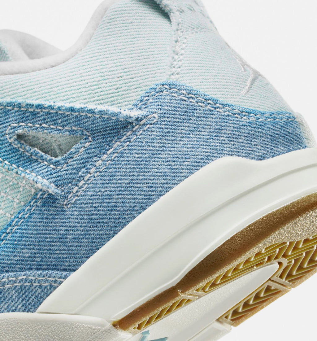 Air Jordan 4 Retro Worn Blue Preschool Lifestyle Shoe - SailWorn BlueMetallic Gold