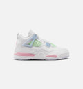 Air Jordan 4 Retro Medium Soft Pink Preschool Lifestyle Shoe - WhiteMedium Soft PinkHalf Blue