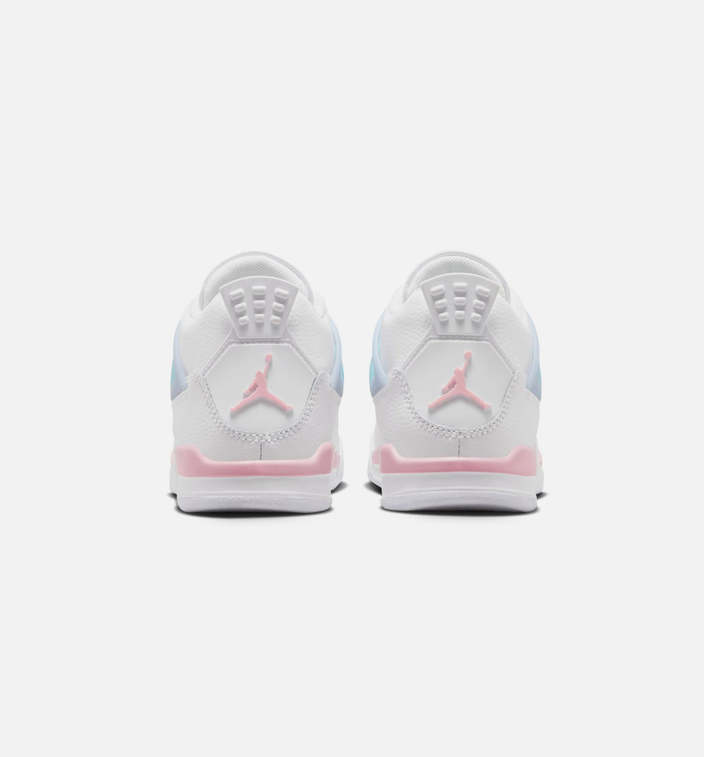 Air Jordan 4 Retro Medium Soft Pink Preschool Lifestyle Shoe - WhiteMedium Soft PinkHalf Blue