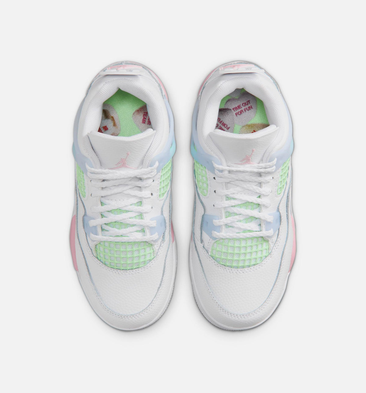 Air Jordan 4 Retro Medium Soft Pink Preschool Lifestyle Shoe - WhiteMedium Soft PinkHalf Blue