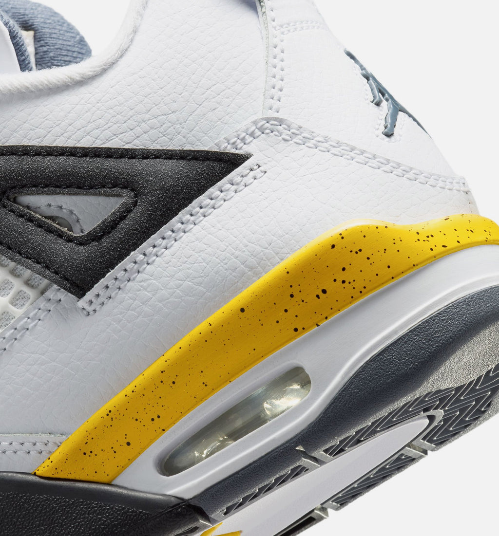 Air Jordan 4 Retro Rare Air Tour Yellow Grade School Lifestyle Shoe - WhiteDark Blue GreyBlackTour Yellow Free Shipping