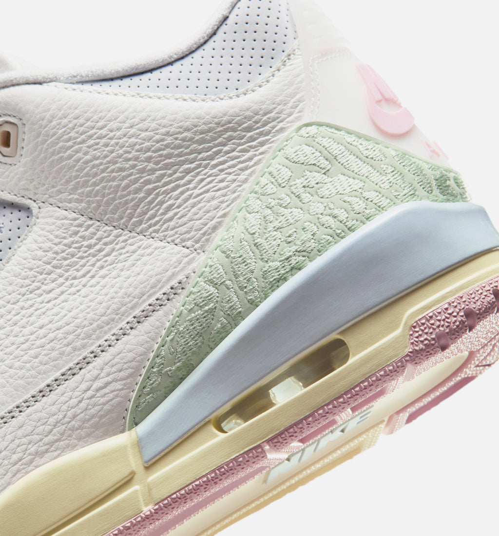 Air Jordan 3 Retro Sail And Jade Aura Mens Lifestyle Shoe - SailJade AuraAuraIced Carmine