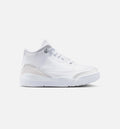 Air Jordan 3 Retro White and Silver Preschool Lifestyle Shoe - WhiteMetallic Silver Free Shipping