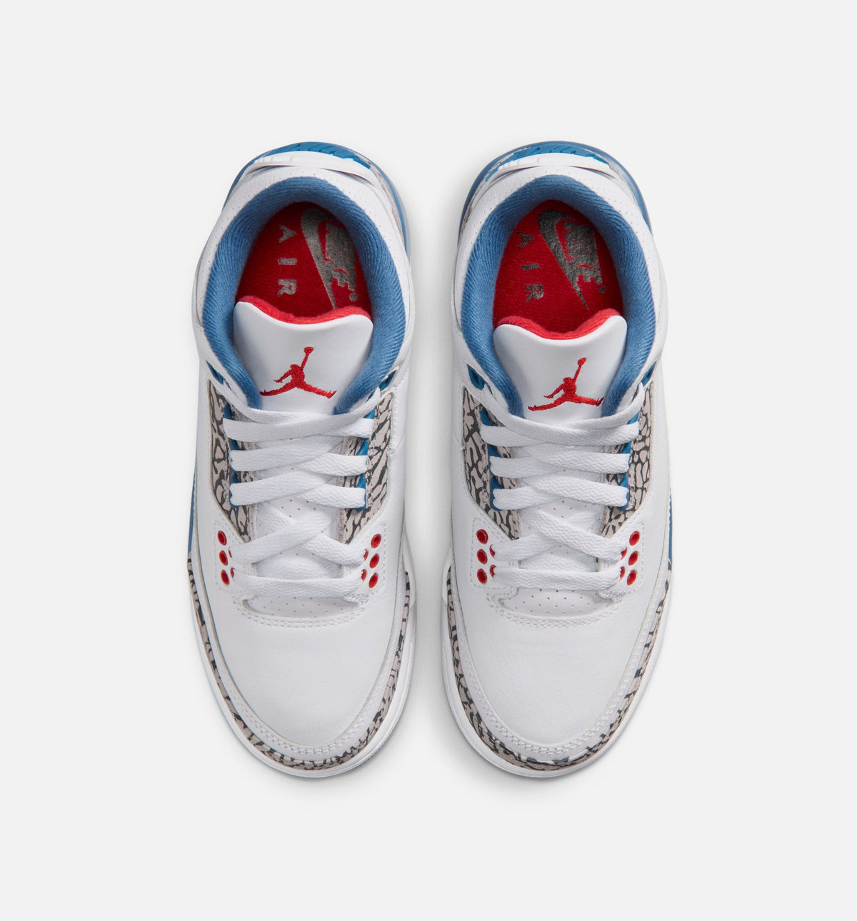 Air Jordan 3 Retro OG True Blue Grade School Lifestyle Shoe - WhiteFire RedTrue Blue Free Shipping