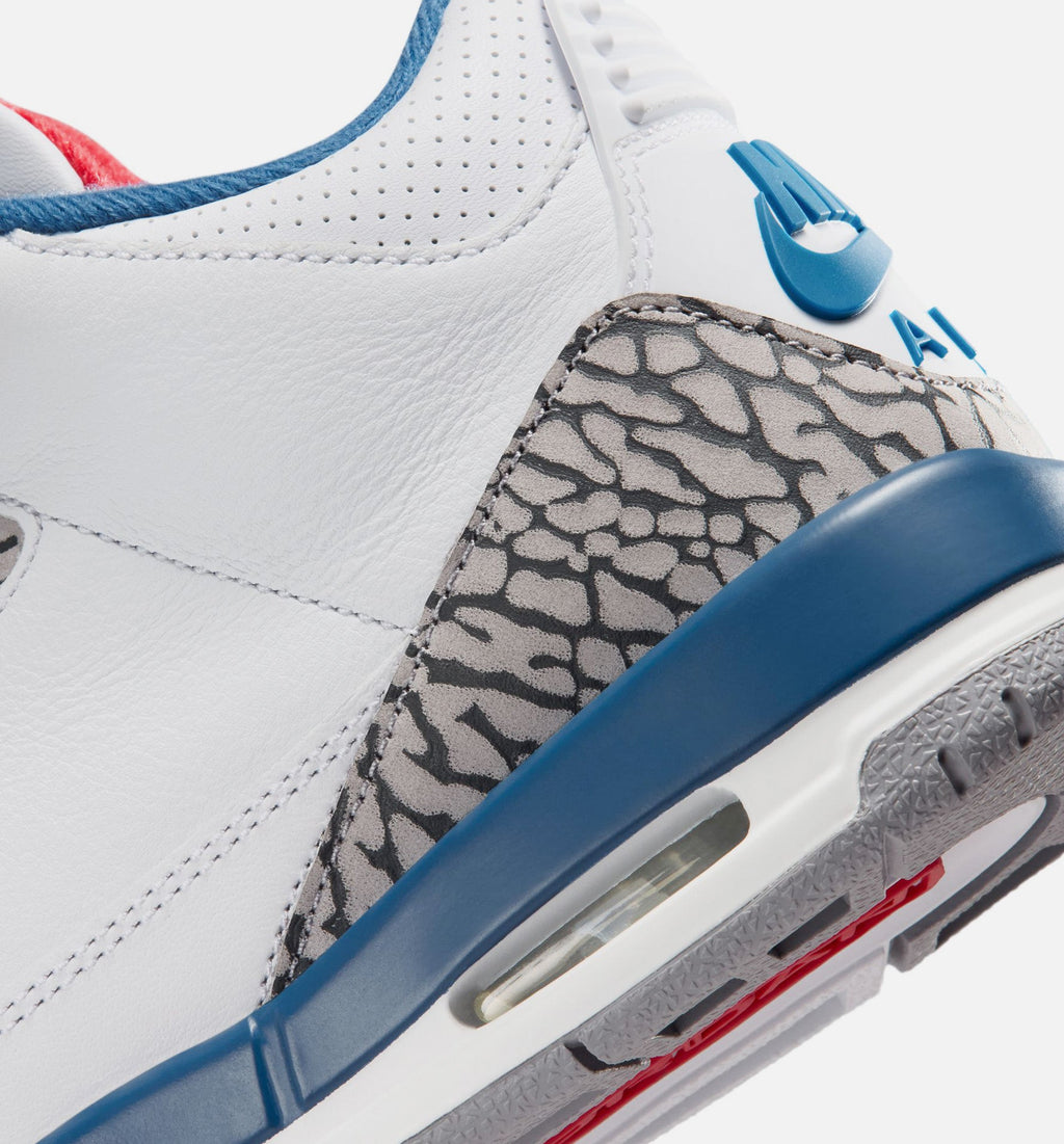 Air Jordan 3 Retro OG True Blue Grade School Lifestyle Shoe - WhiteFire RedTrue Blue Free Shipping