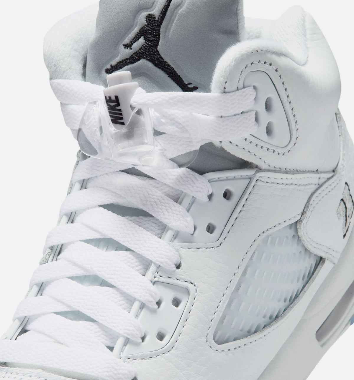 Air Jordan 5 Retro OG White Metallic Grade School Lifestyle Shoe - WhiteBlackMetallic Silver Free Shipping