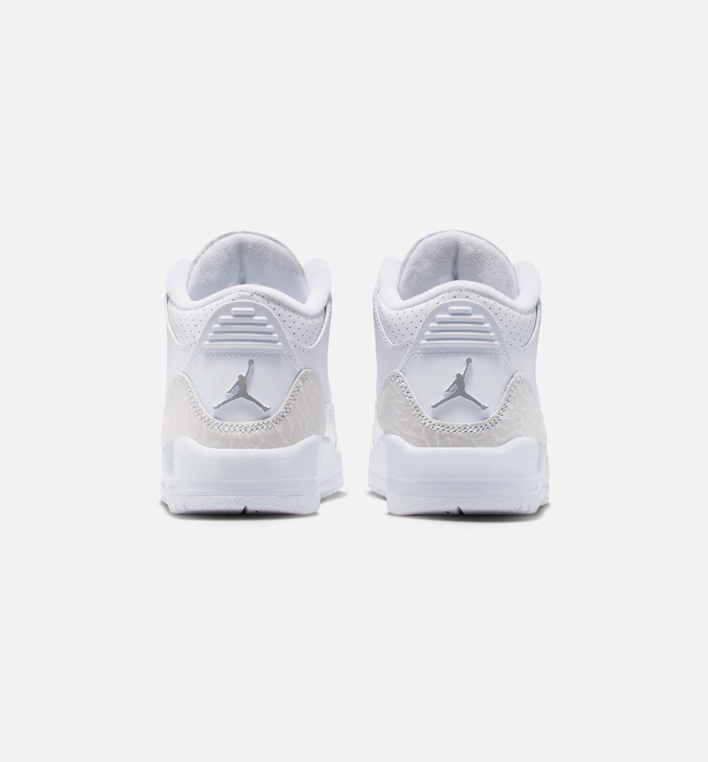 Air Jordan 3 Retro White and Silver Preschool Lifestyle Shoe - WhiteMetallic Silver Free Shipping