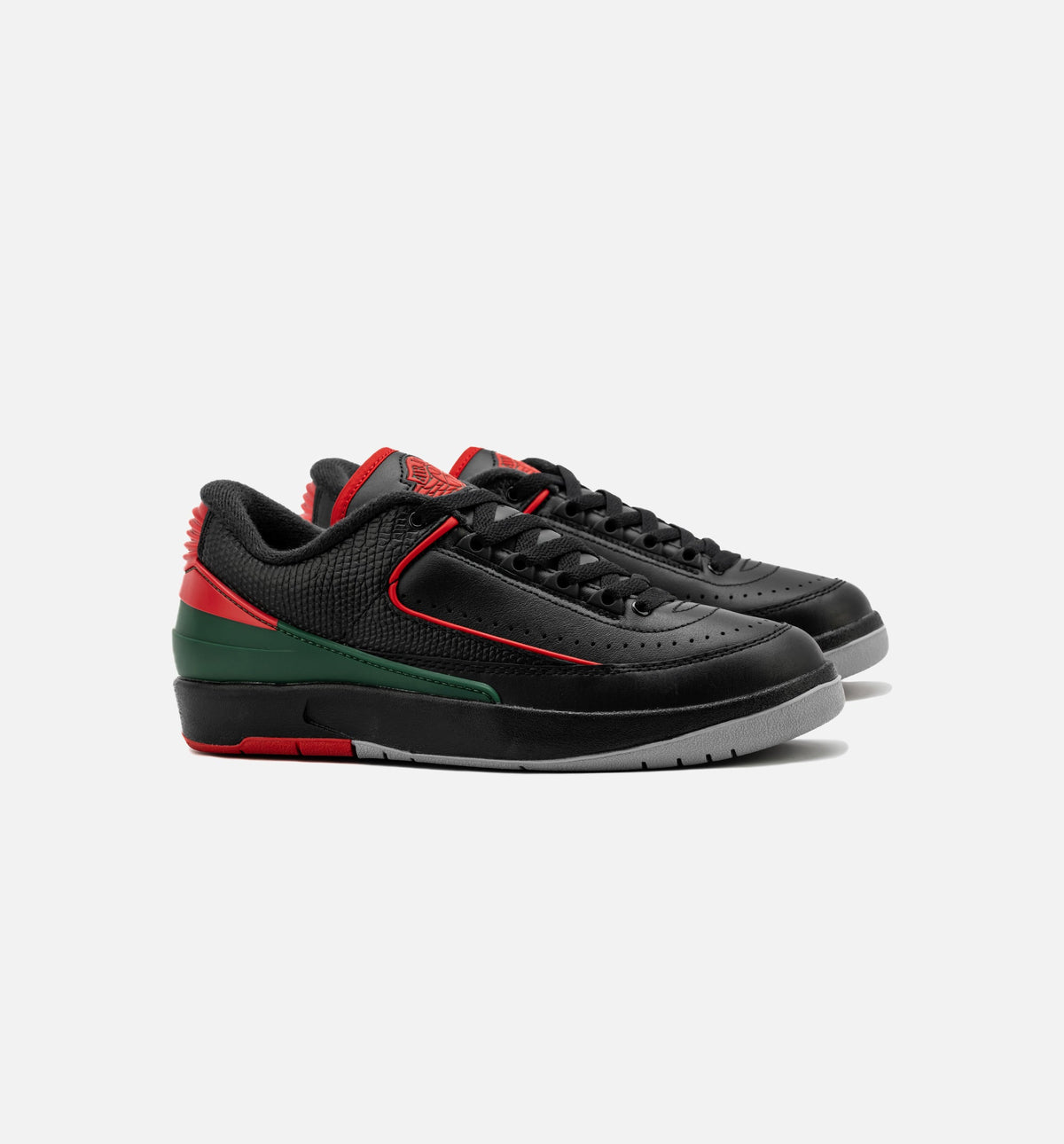 Air Jordan 2 Retro Low Christmas Grade School Lifestyle Shoe - BlackFire RedCement Grey