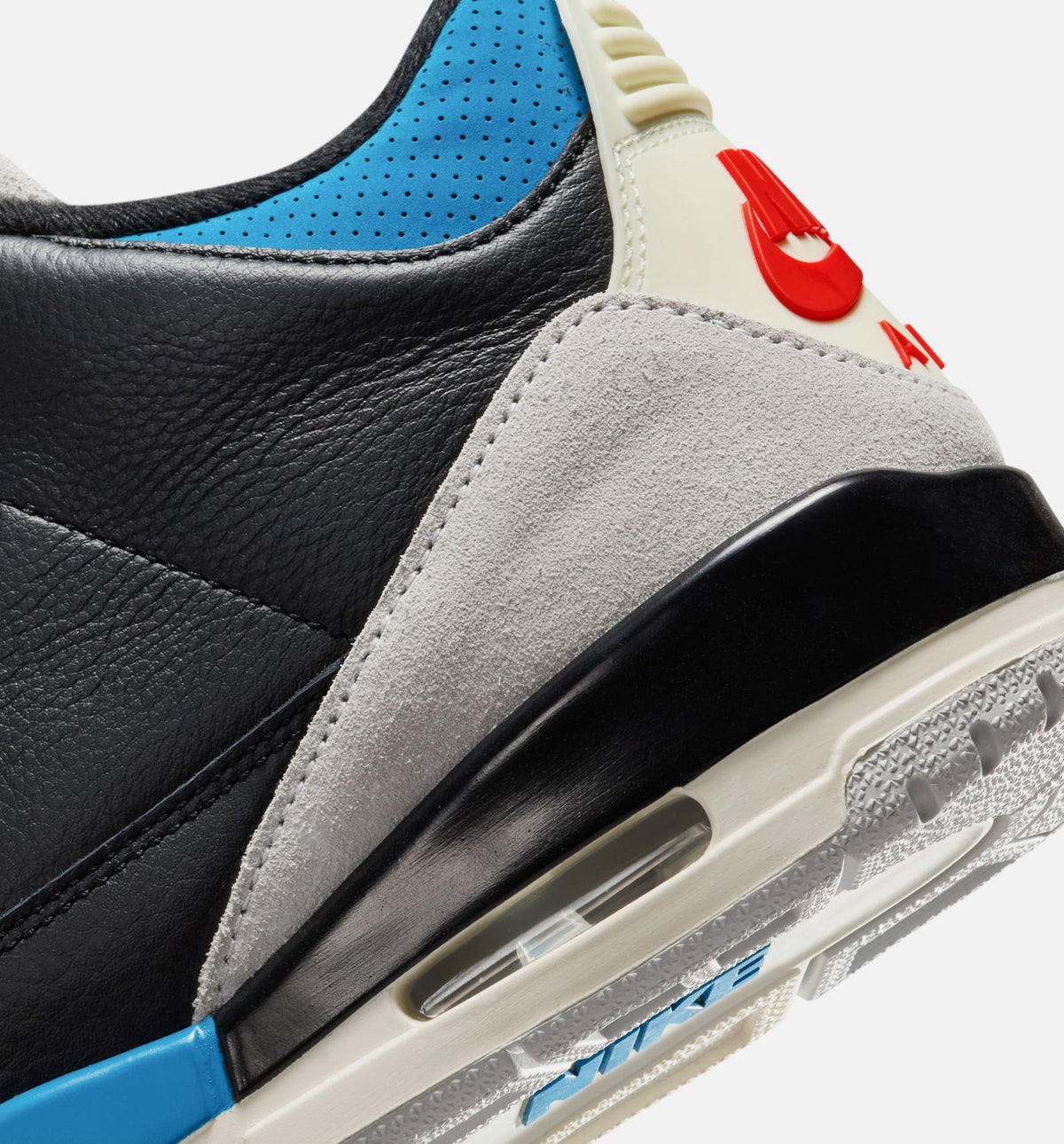 Air Jordan 3 Retro OG Rare Air Mens Lifestyle Shoe - BlackChile RedNeutral Grey