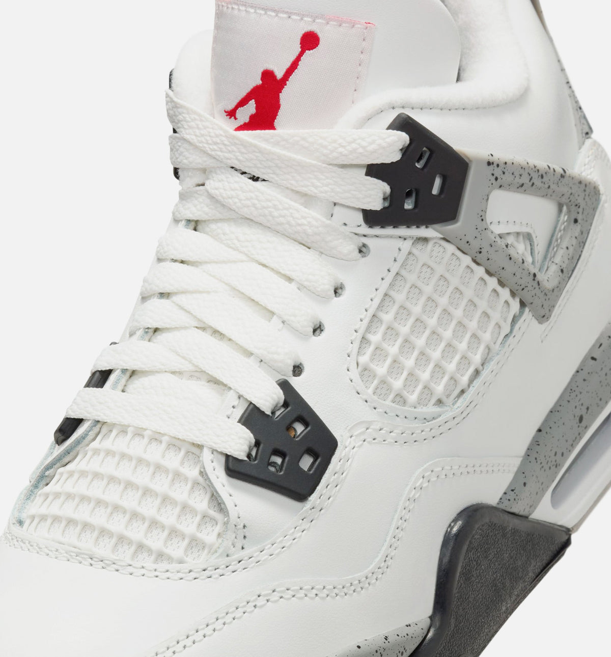 Air Jordan 4 Retro White Cement Grade School Lifestyle Shoe - Summit WhiteFire RedCement GreyBlack