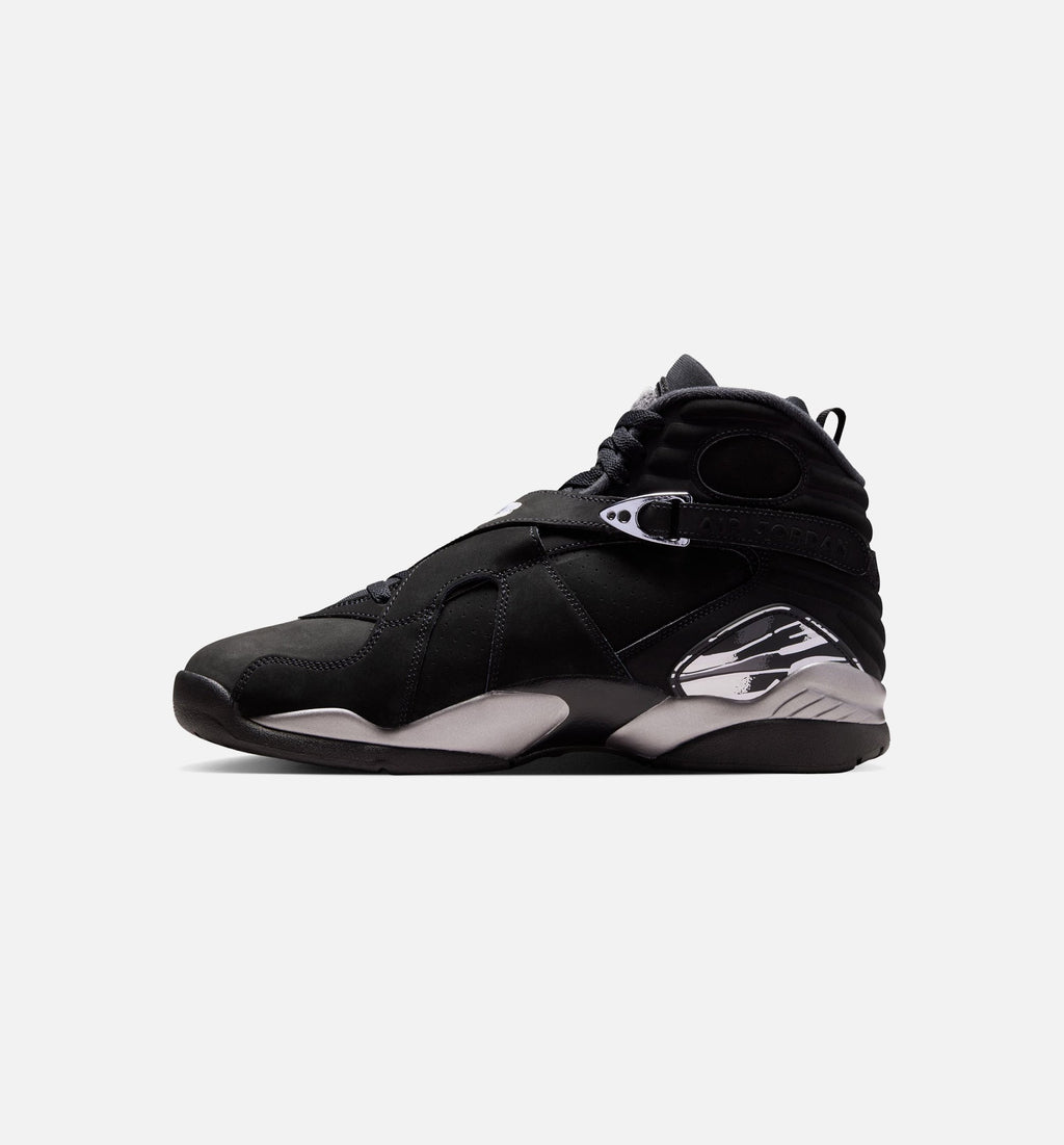 Air Jordan 8 Retro Chrome Black And Light Graphite Mens Lifestyle Shoe - BlackWhiteLight Graphite