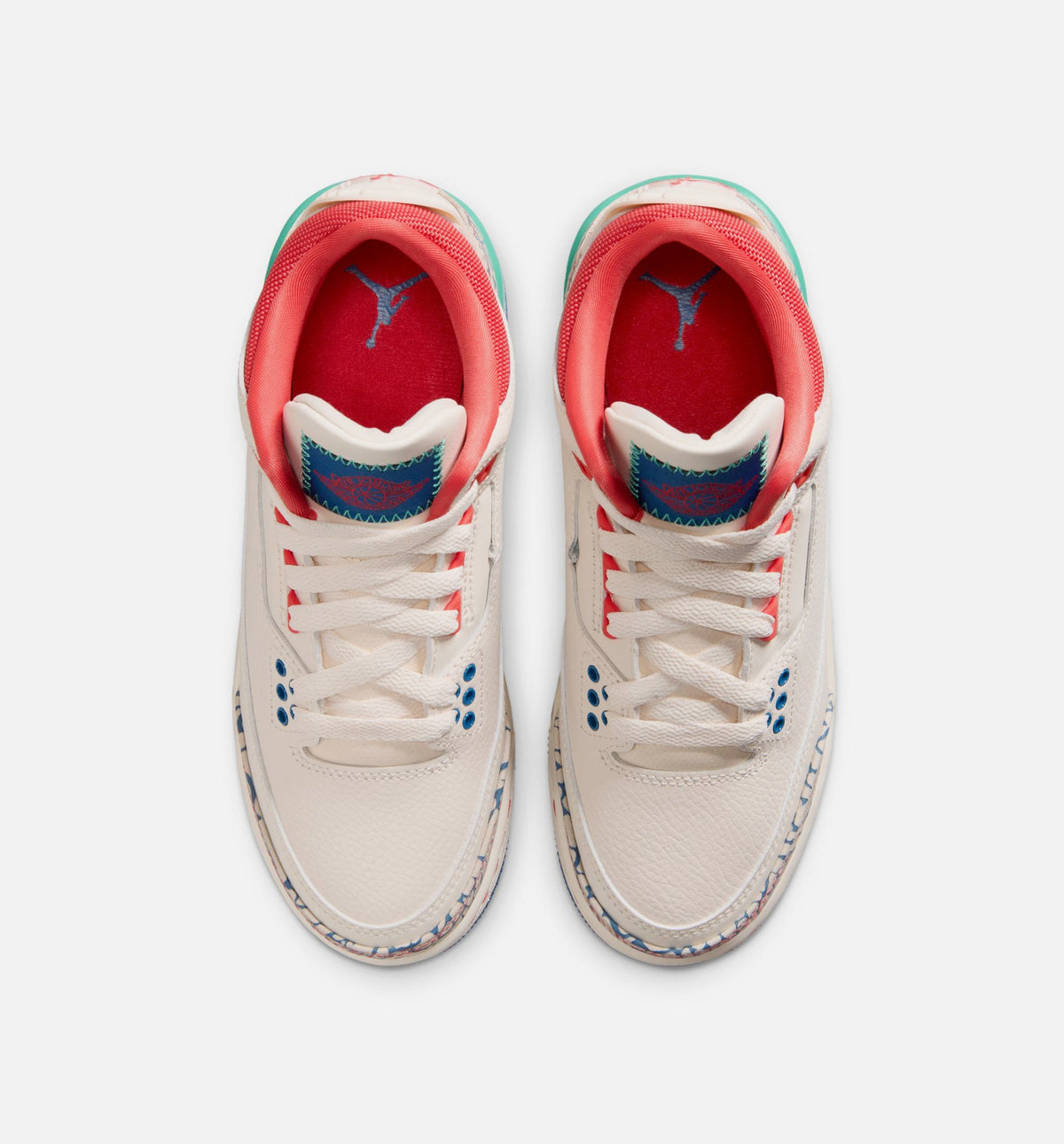 Air Jordan 3 Retro Play Your Way Grade School Lifestyle Shoe - ChalkTrack RedTrue BlueKinetic Green Free Shipping