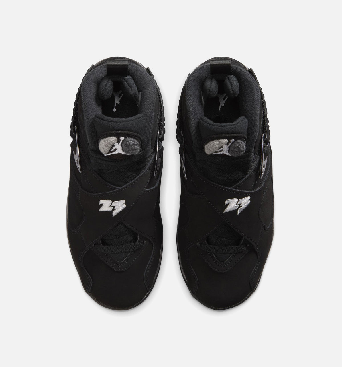 Air Jordan 8 Retro Chrome Black And Light Graphite Grade School Lifestyle Shoe - BlackWhiteLight Graphite
