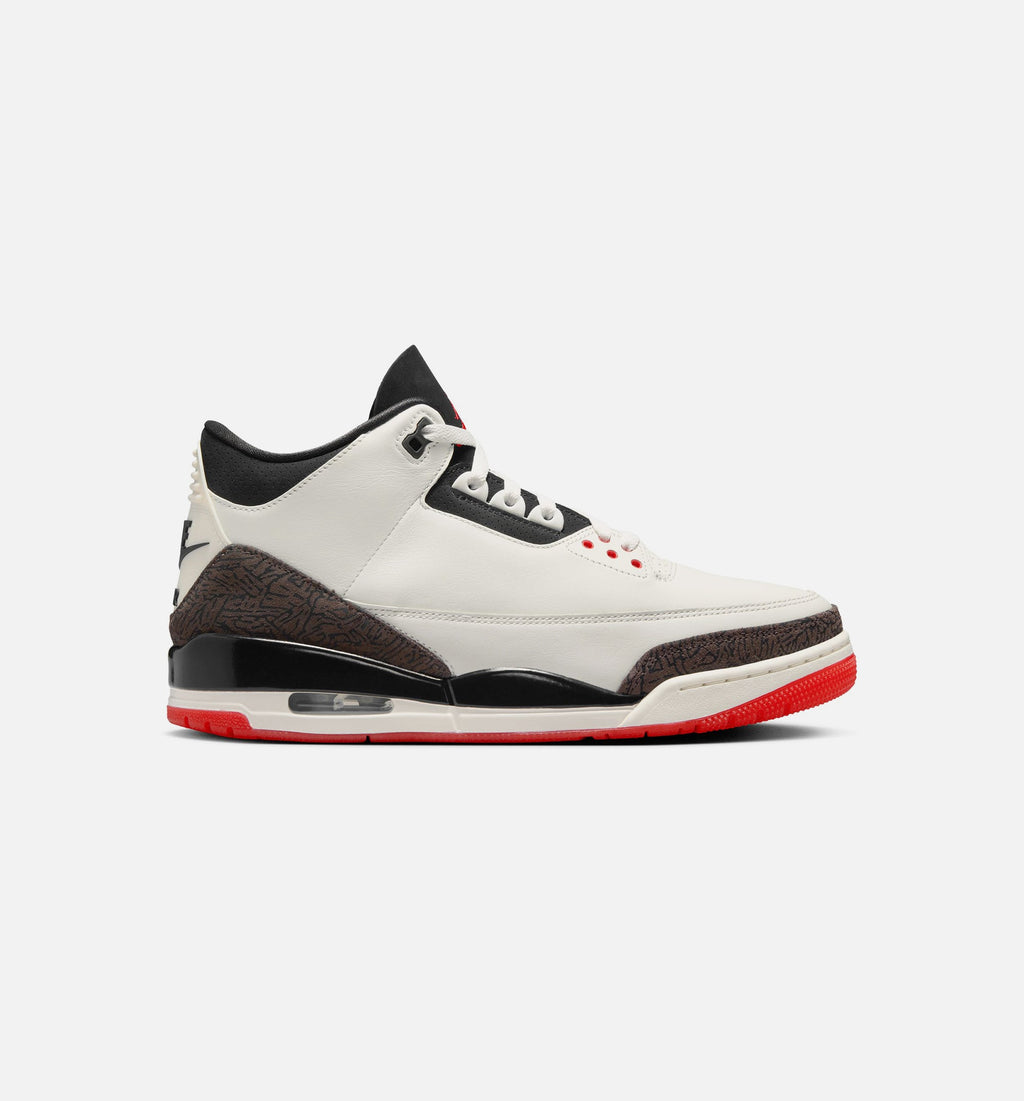 Air Jordan 3 Retro Sail and University Red Mens Lifestyle Shoe - SailBlackUniversity RedPale Ivory