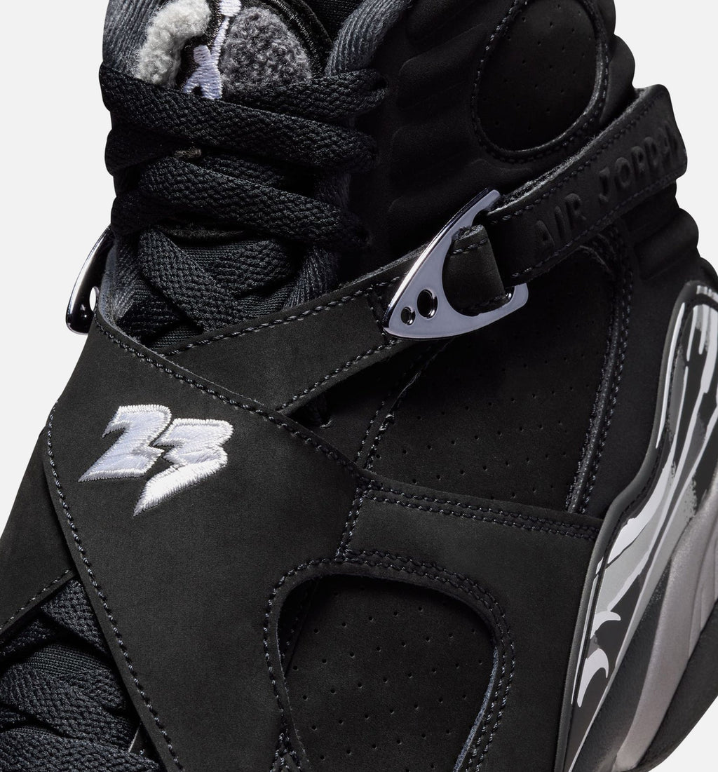 Air Jordan 8 Retro Chrome Black And Light Graphite Mens Lifestyle Shoe - BlackWhiteLight Graphite