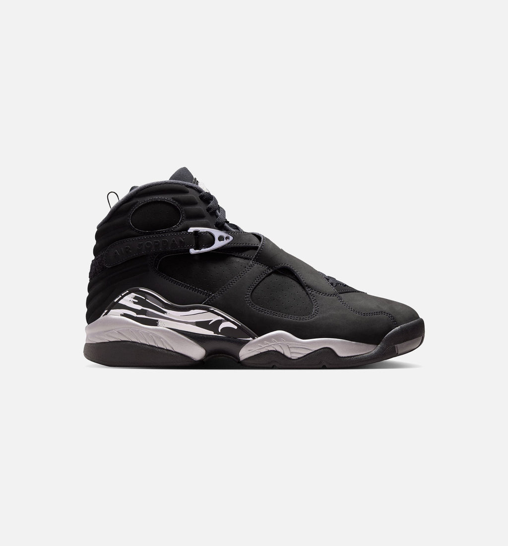 Air Jordan 8 Retro Chrome Black And Light Graphite Mens Lifestyle Shoe - BlackWhiteLight Graphite